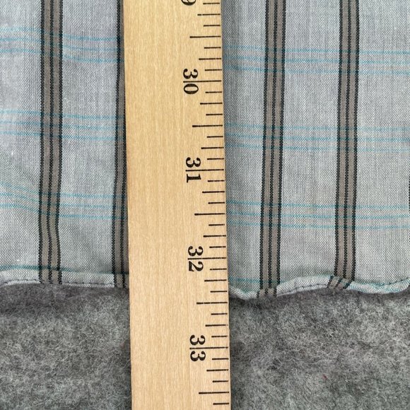 Levi's Western Snap Shirt Long Sleeve Gray Blue Striped Men M Polyester Pockets - Picture 8 of 8